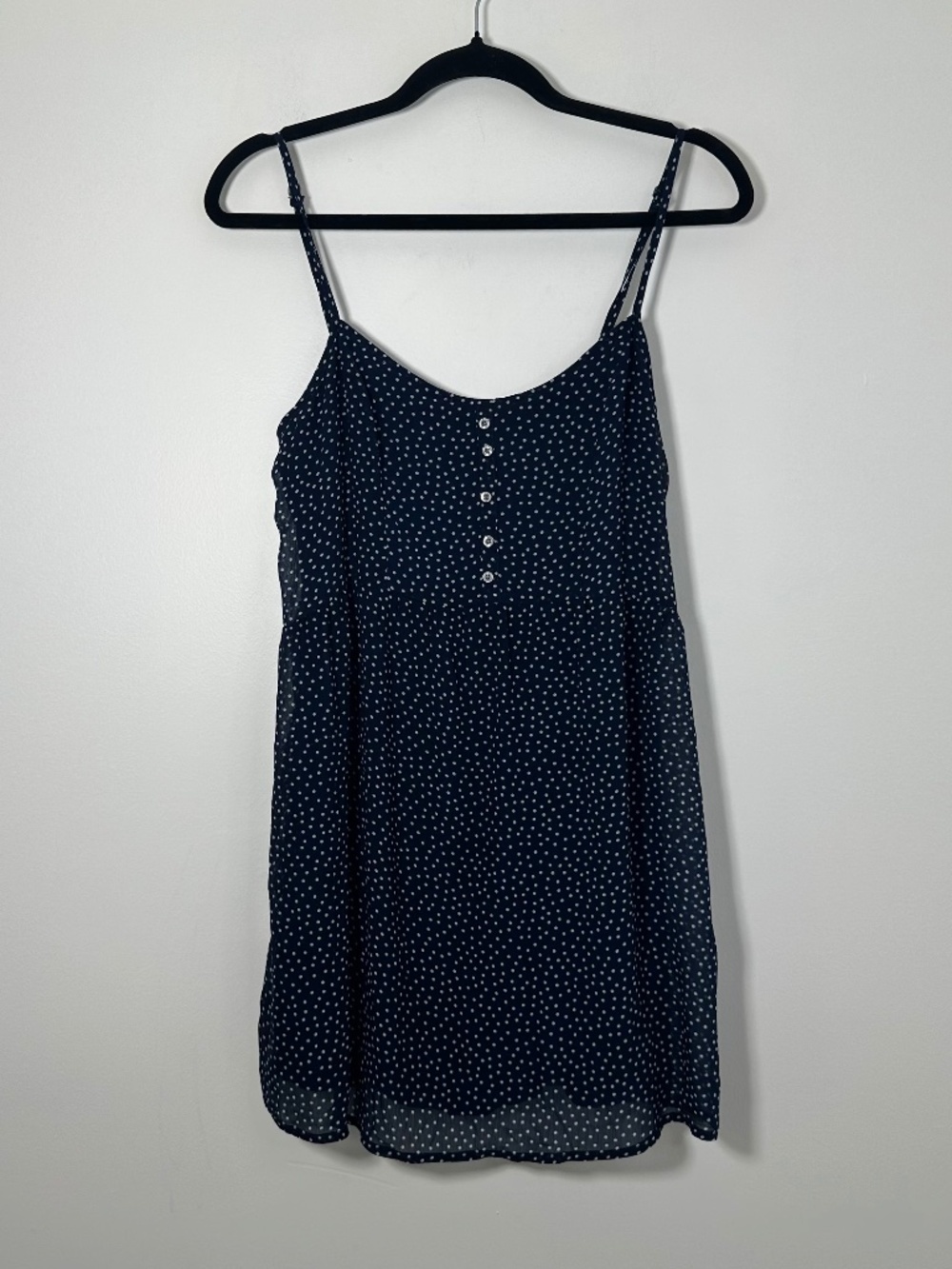 Abercrombie & Fitch Womens Medium Day Dress Blue & White Polka Dots Boho Summer